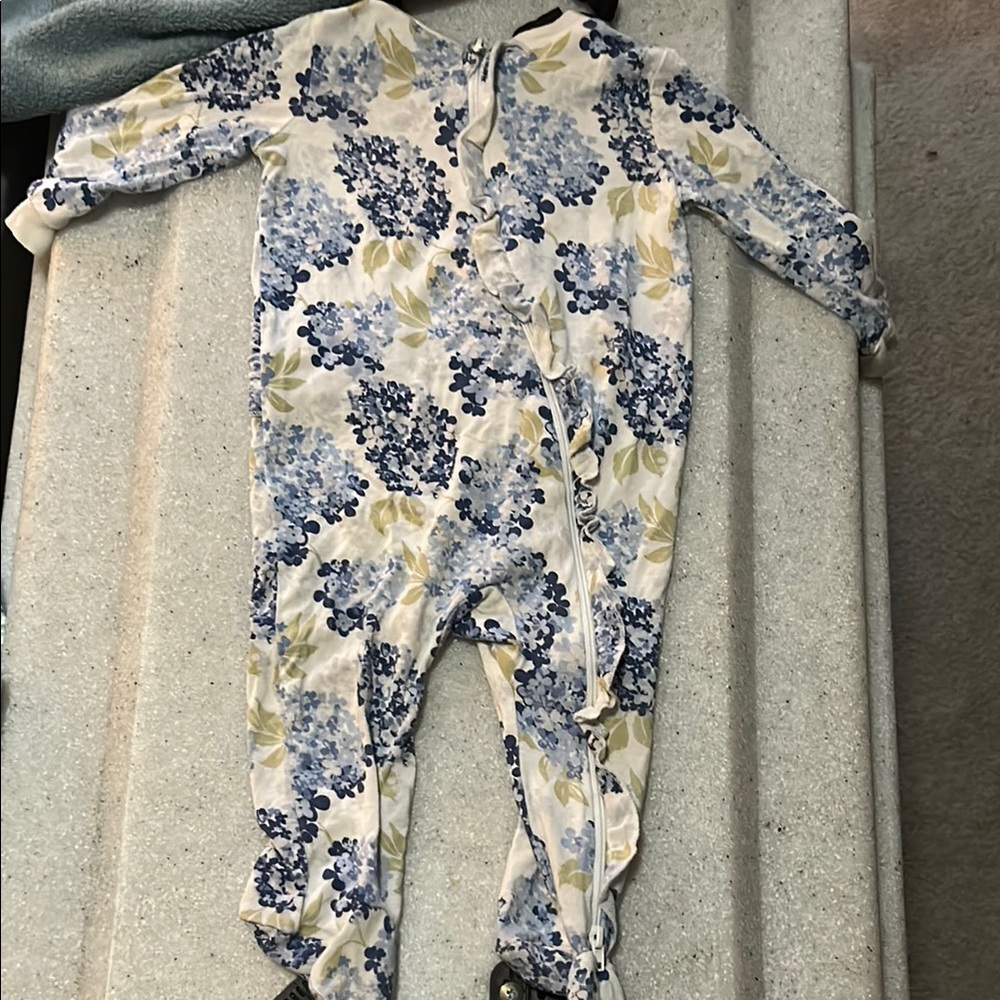 Milkberry bamboo Floral Blue and Green Kids One Piece